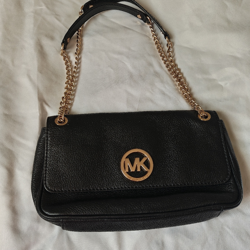 Michael Kors Black Shoulder Bag with Gold Chain